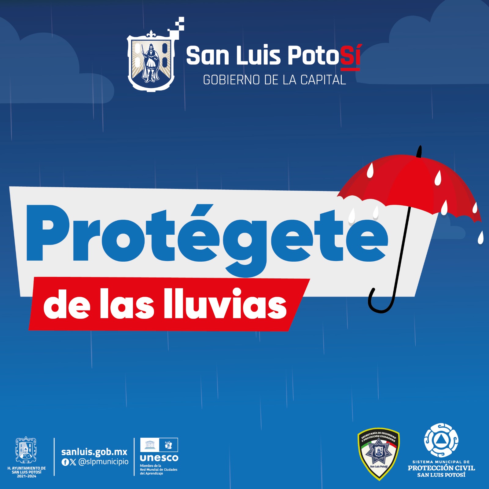 Protección Civil Municipal emite recomendaciones de seguridad ante pronóstico de lluvia en la Capital potosina por Tormenta Tropical Alberto