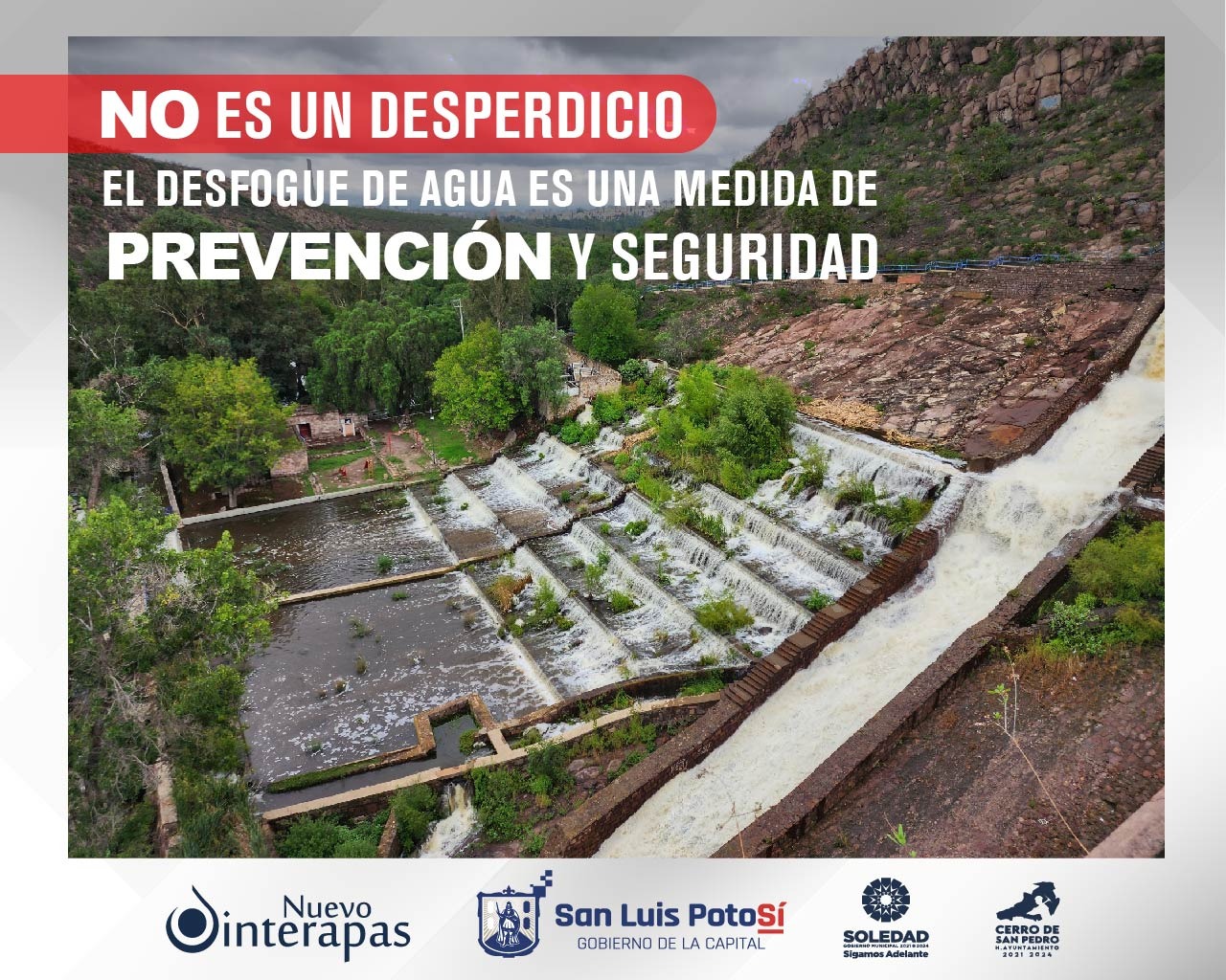 Por recomendación de CONAGUA Interapas mantiene desfogue de la presa San José.